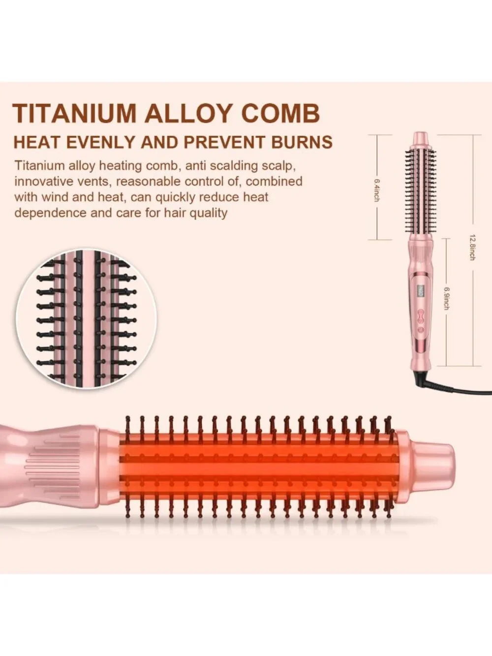 Heated 1-Inch Curling Brush - Round Hair Styler for Volume & Curls